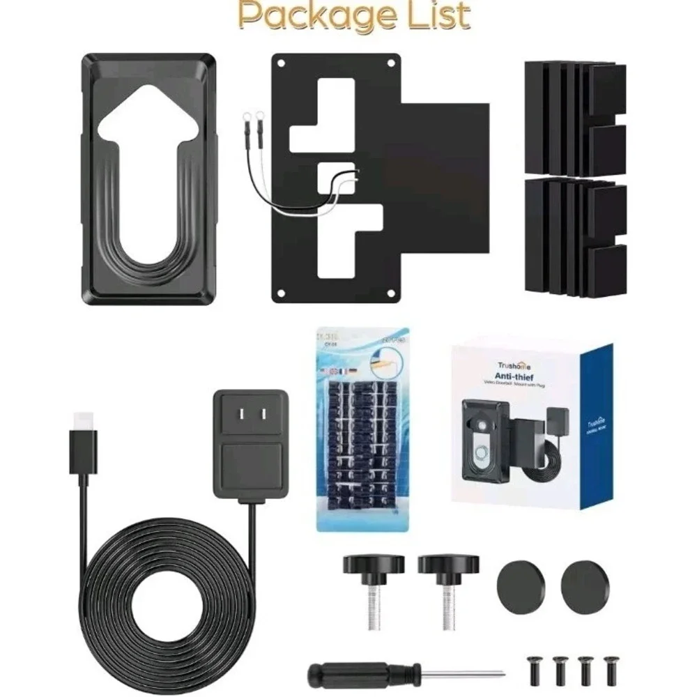 Video Doorbell Mount, Anti-Theft Compatible With Blink,Ring 4/3/2 With Plug